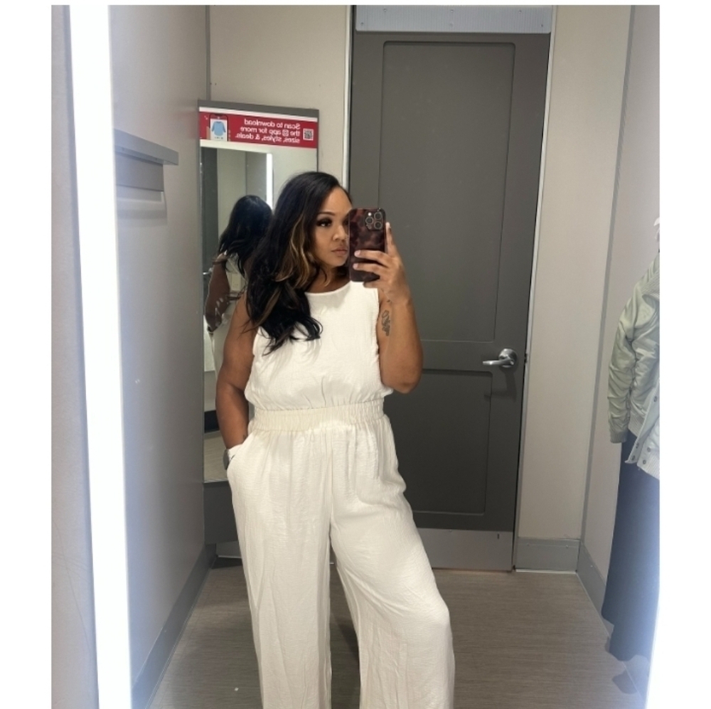 A New Day Women's Modern Gauze Jumpsuit Cream - Picture 4 of 6